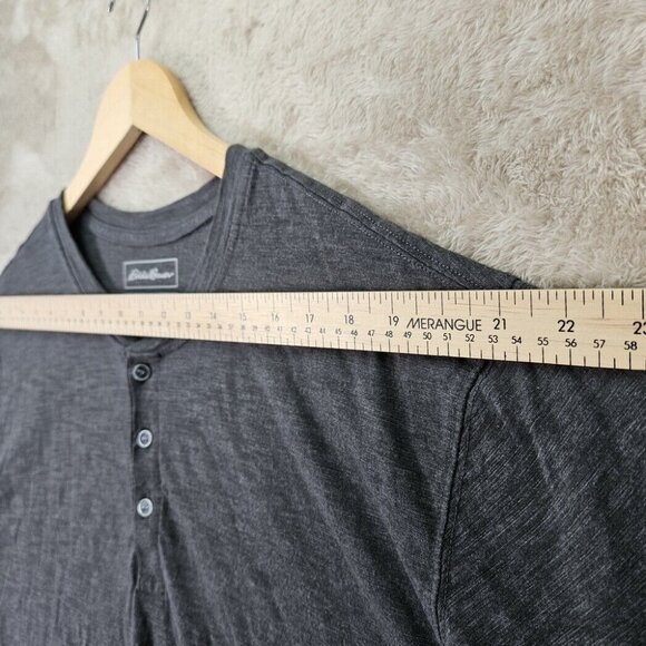 Eddie Bauer Henley Shirt Short Sleeve Buttons Men's Size XXL 2XL Gray Casual - Picture 3 of 10